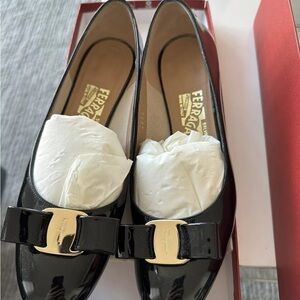 Salvatore Ferragamo Women's Black Patent Leather Flats